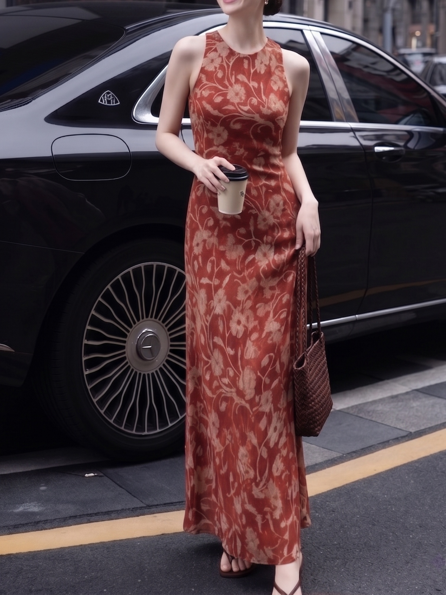 Arabella Mulberry Silk Floral Maxi Dress