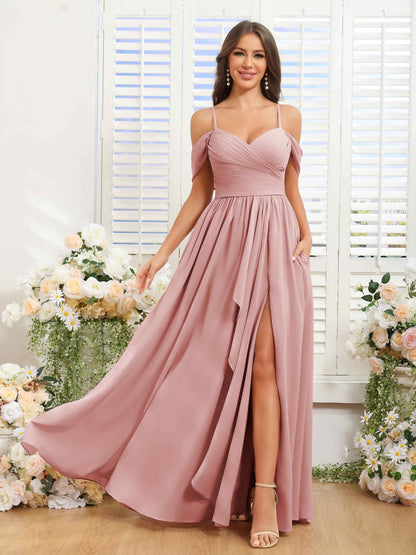 Greer Pleated Chiffon Midi Dress in Emerald