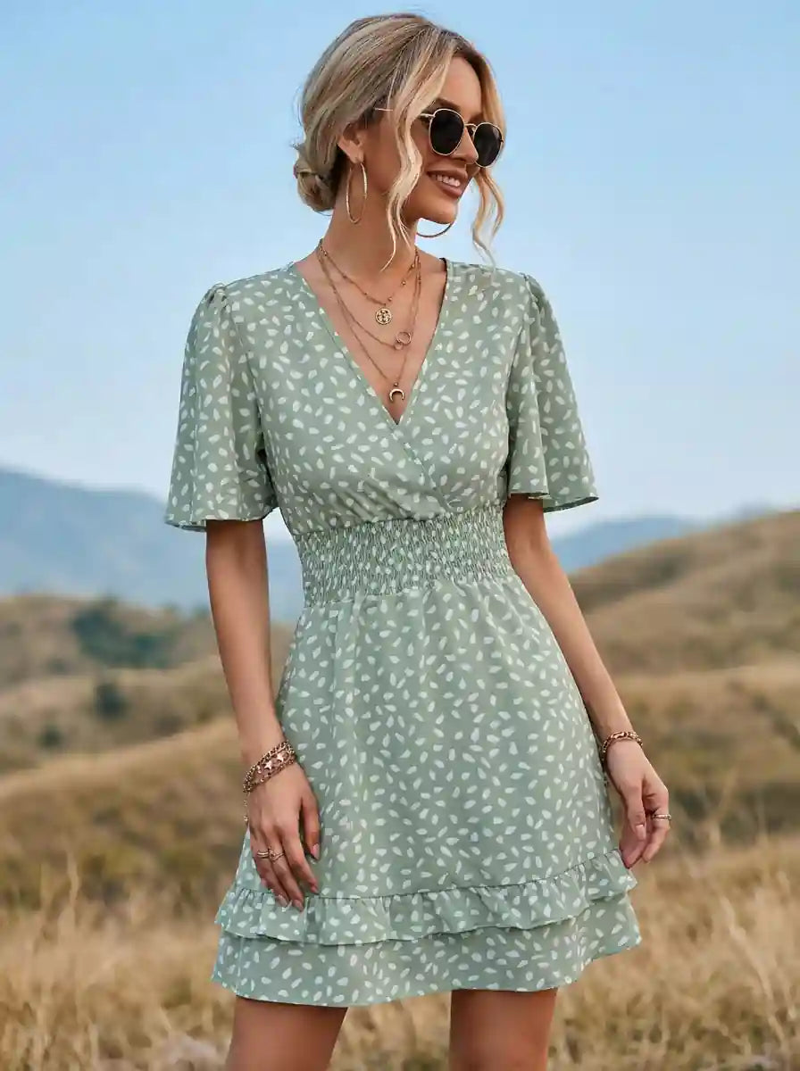 Margot Linen Mini Dress in Sage
