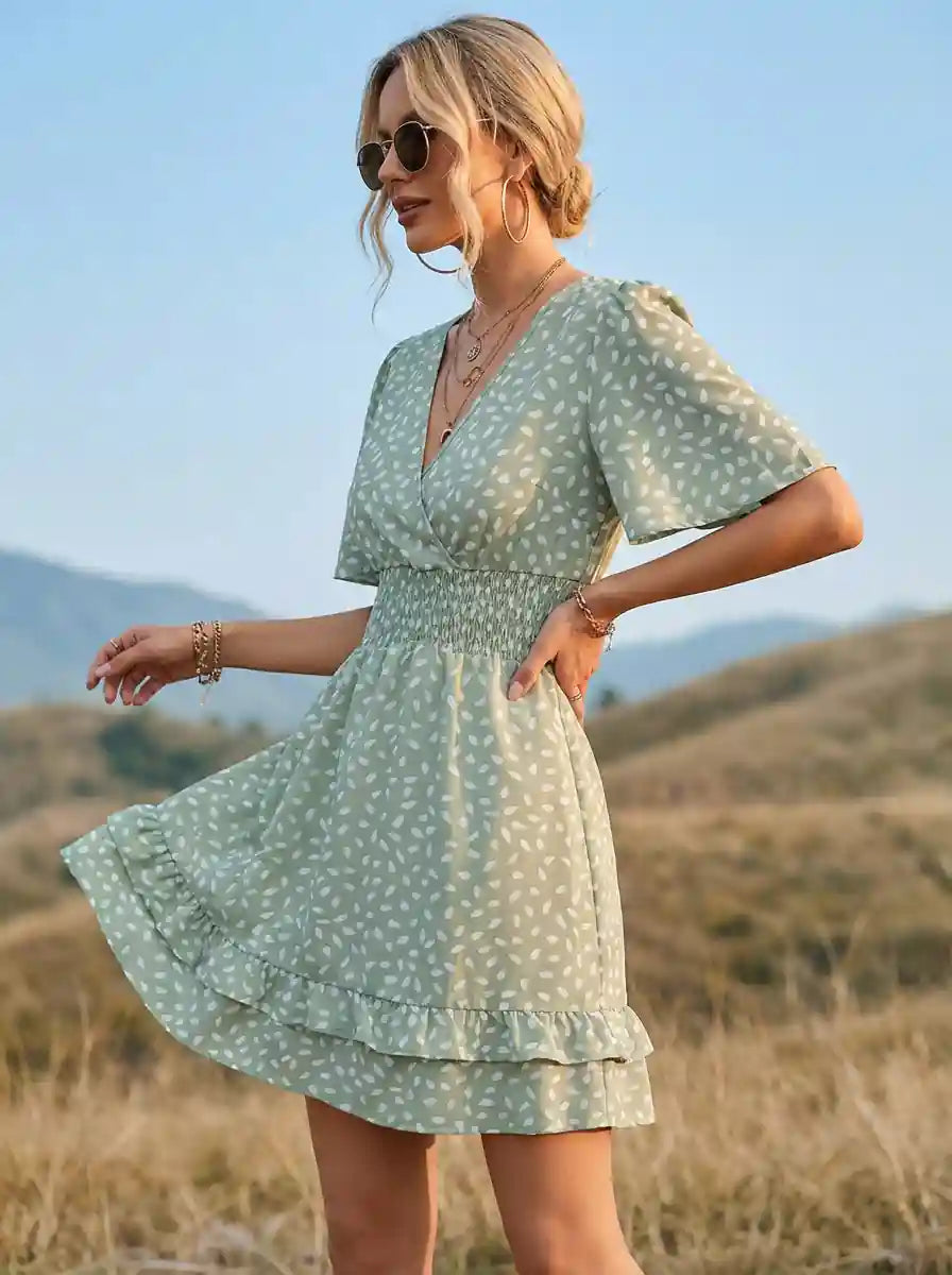 Margot Linen Mini Dress in Sage