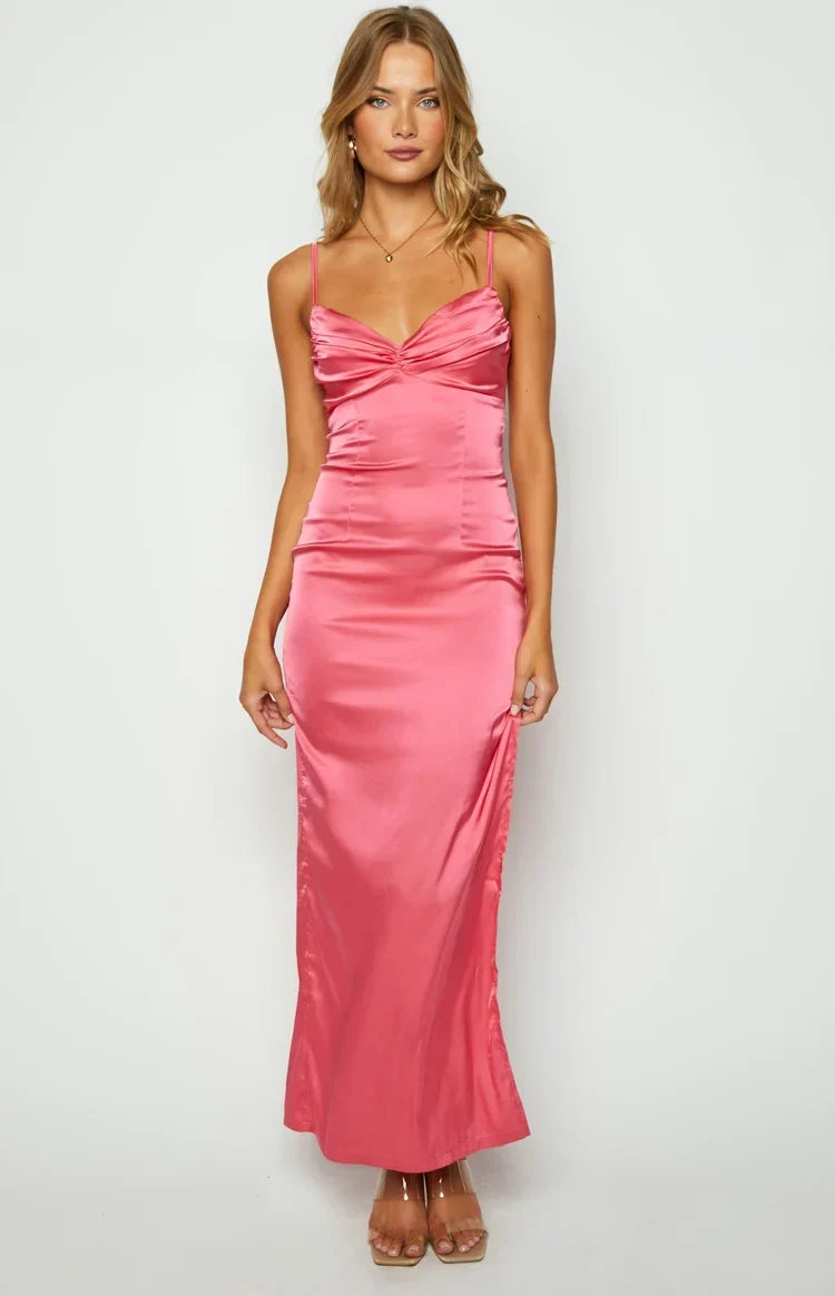 Margot Crepe Maxi Dress in Honey Pink