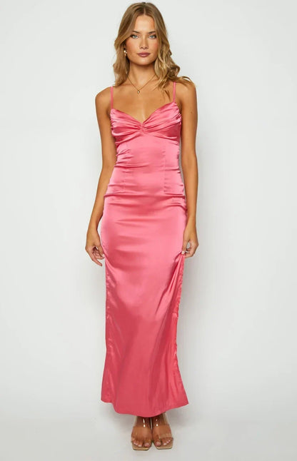 Margot Crepe Maxi Dress in Honey Pink