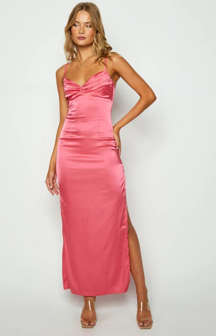 Margot Crepe Maxi Dress in Honey Pink