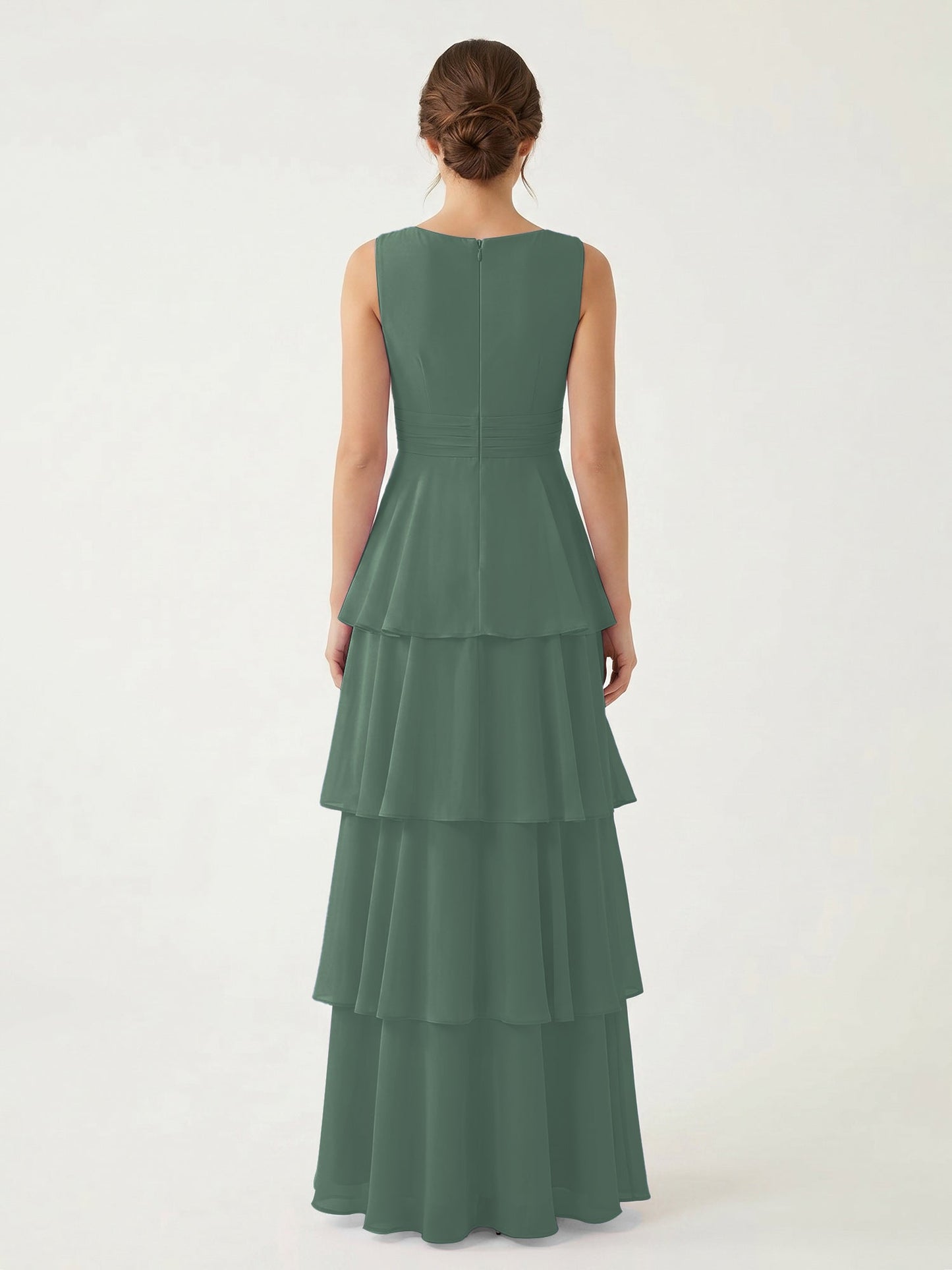 Isabelle Chiffon A-Line Dress in Rust