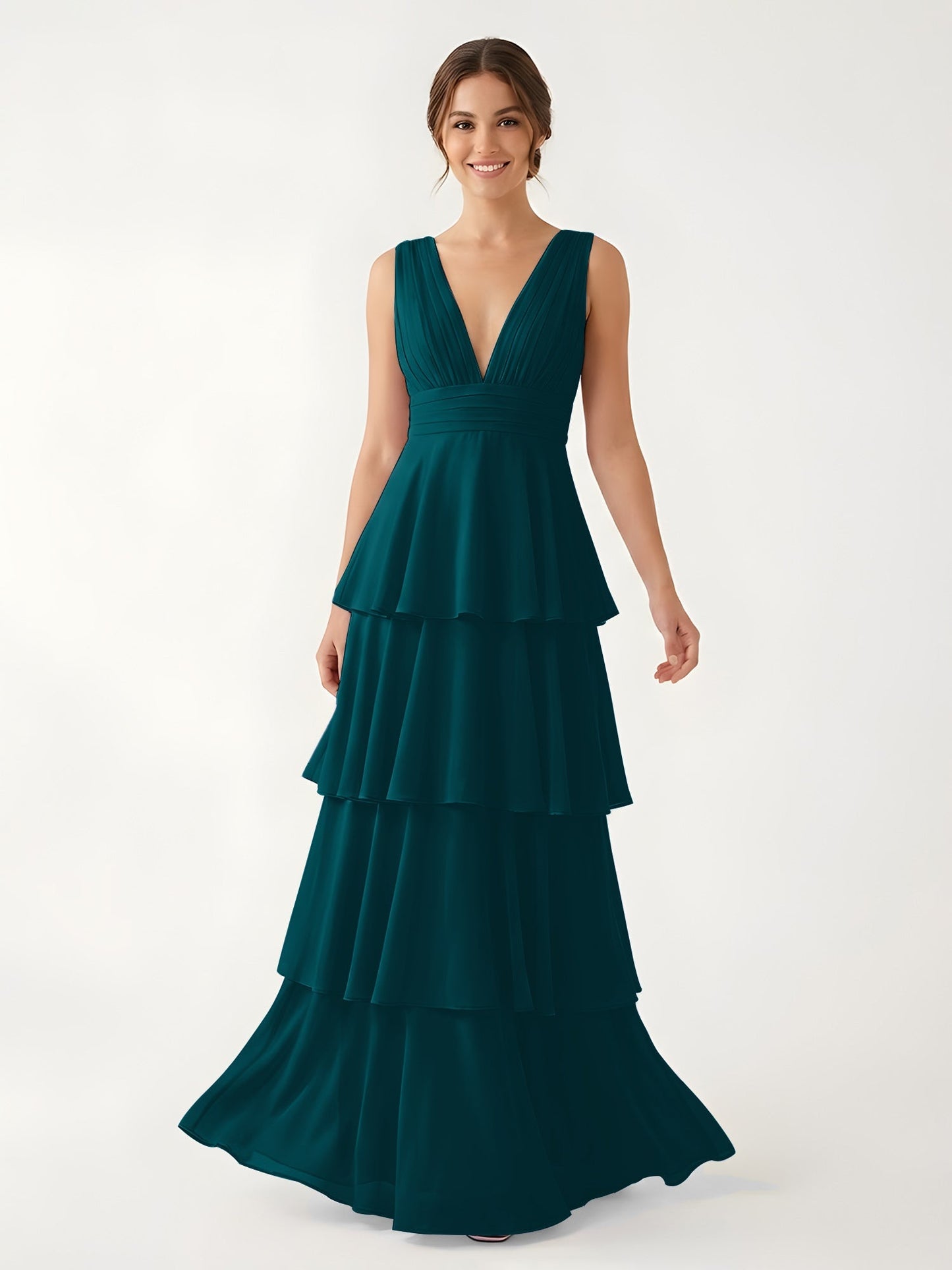 Isabelle Chiffon A-Line Dress in Rust