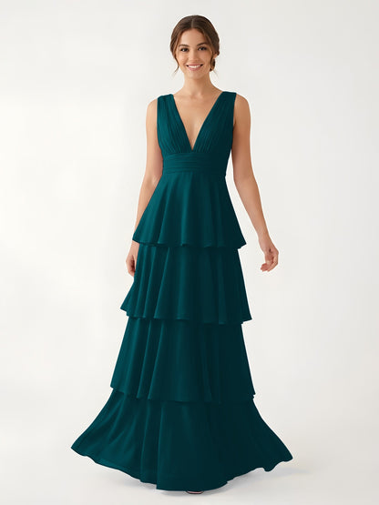 Isabelle Chiffon A-Line Dress in Rust
