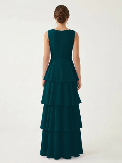 Isabelle Chiffon A-Line Dress in Rust