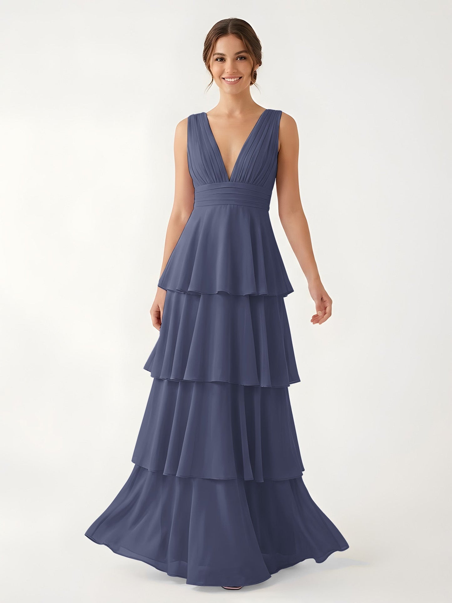 Isabelle Chiffon A-Line Dress in Rust