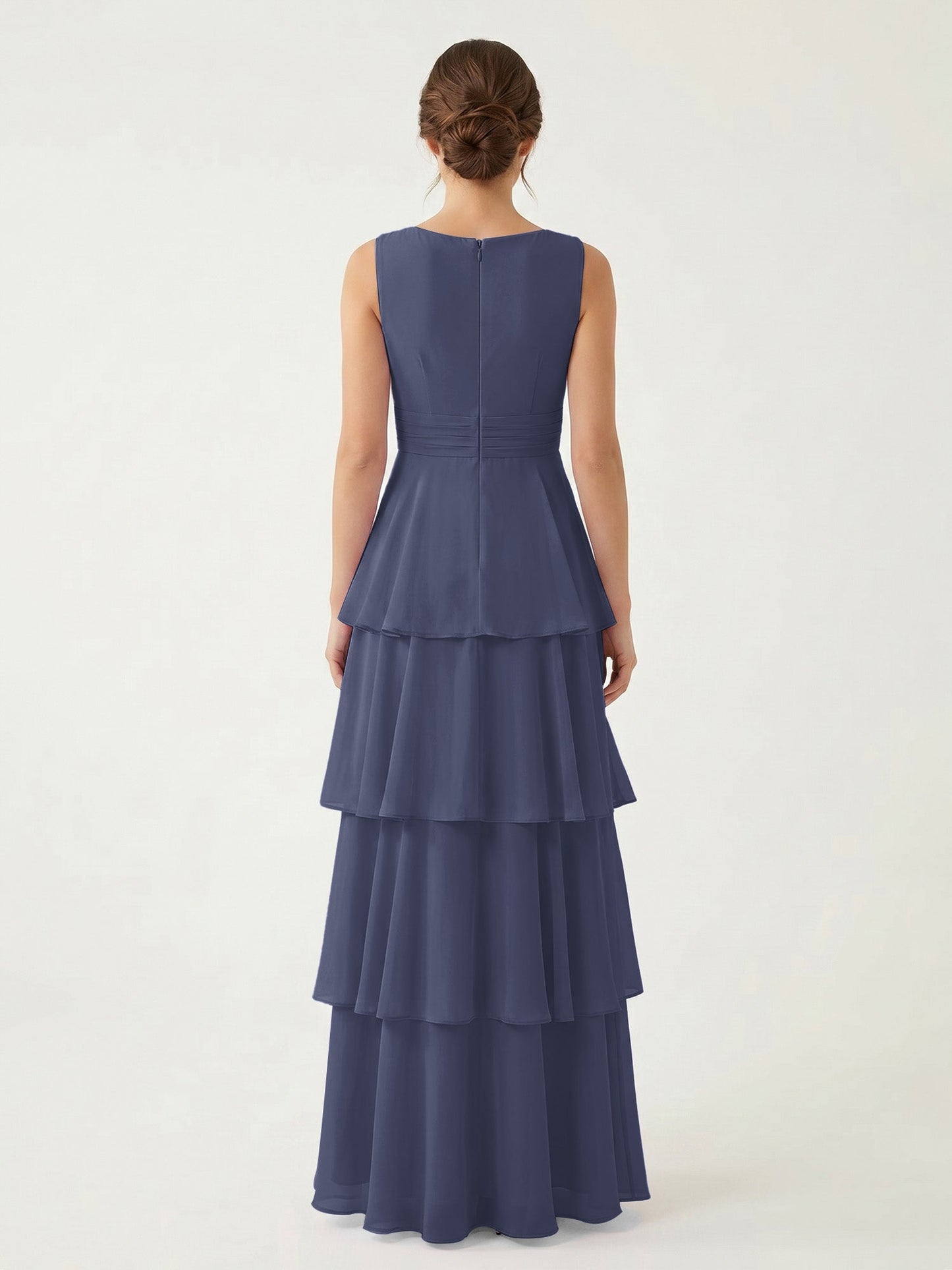 Isabelle Chiffon A-Line Dress in Rust