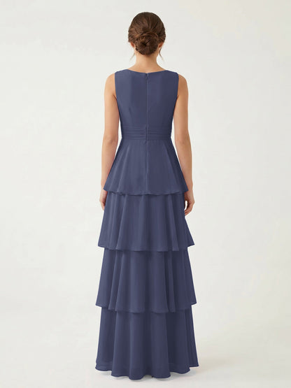 Isabelle Chiffon A-Line Dress in Rust