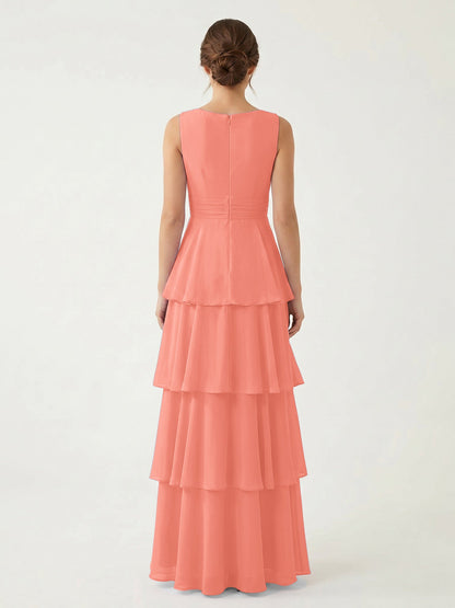 Isabelle Chiffon A-Line Dress in Rust