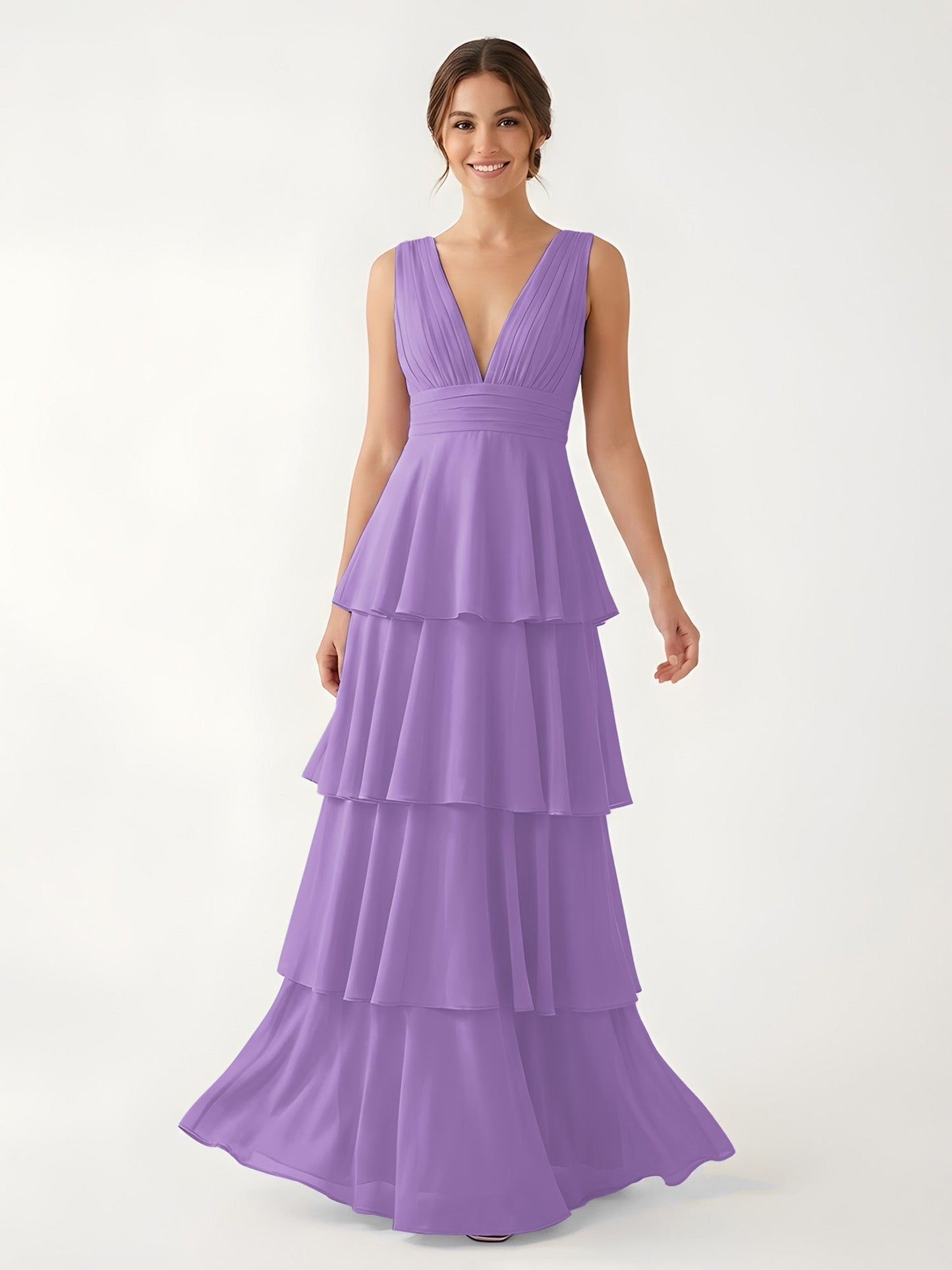 Isabelle Chiffon A-Line Dress in Rust