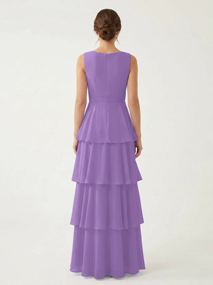 Isabelle Chiffon A-Line Dress in Rust