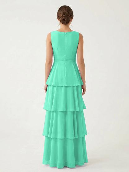 Isabelle Chiffon A-Line Dress in Rust