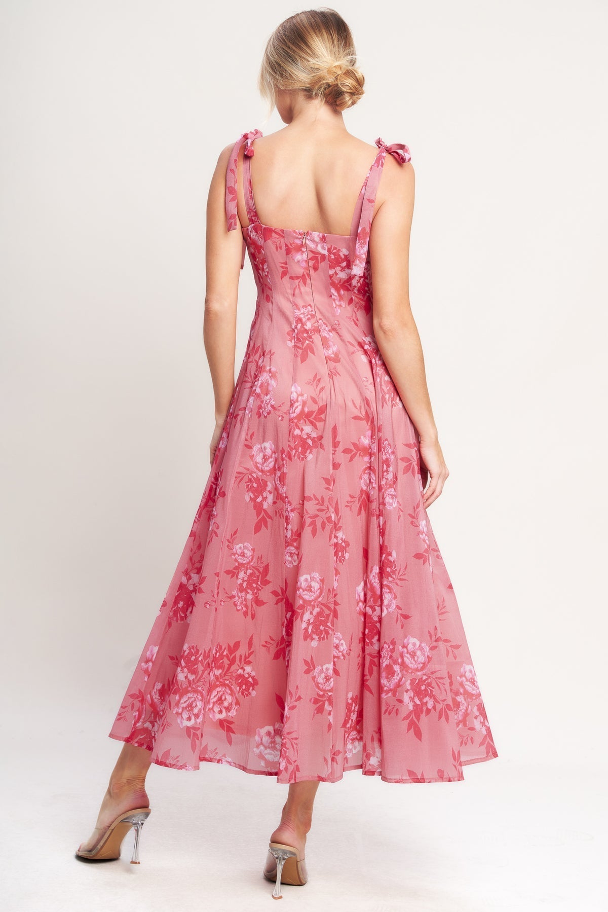 Arabella Square Neck Chiffon Midi Dress