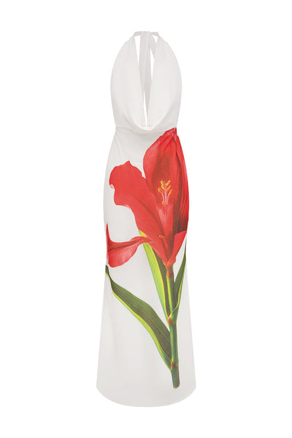 Jasmina Red Lily Maxi Dress
