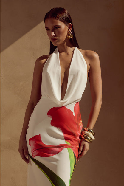 Jasmina Red Lily Maxi Dress