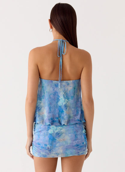 Jisoo Halter Mini Dress in Cool Chocolate