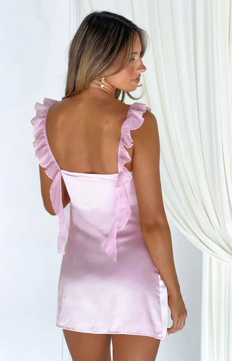 Joyce Pink Satin Mini Dress