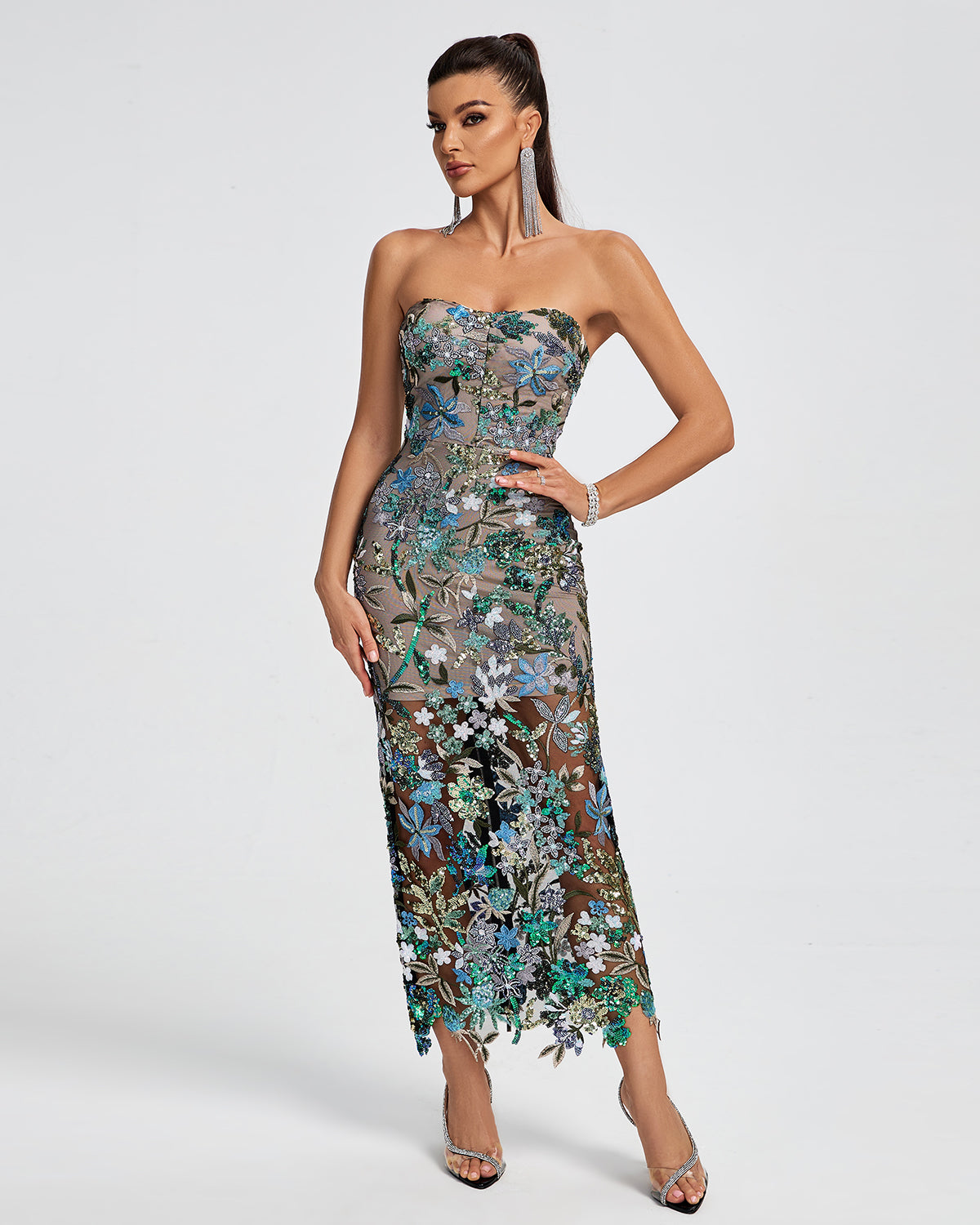 Dahlia Sequin Maxi Dress in Red