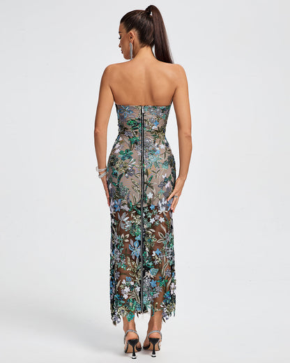 Dahlia Sequin Maxi Dress in Red