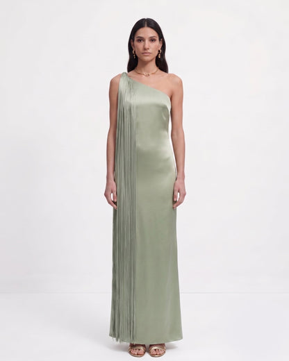 Isabelle One-Shoulder Fringe Maxi Dress