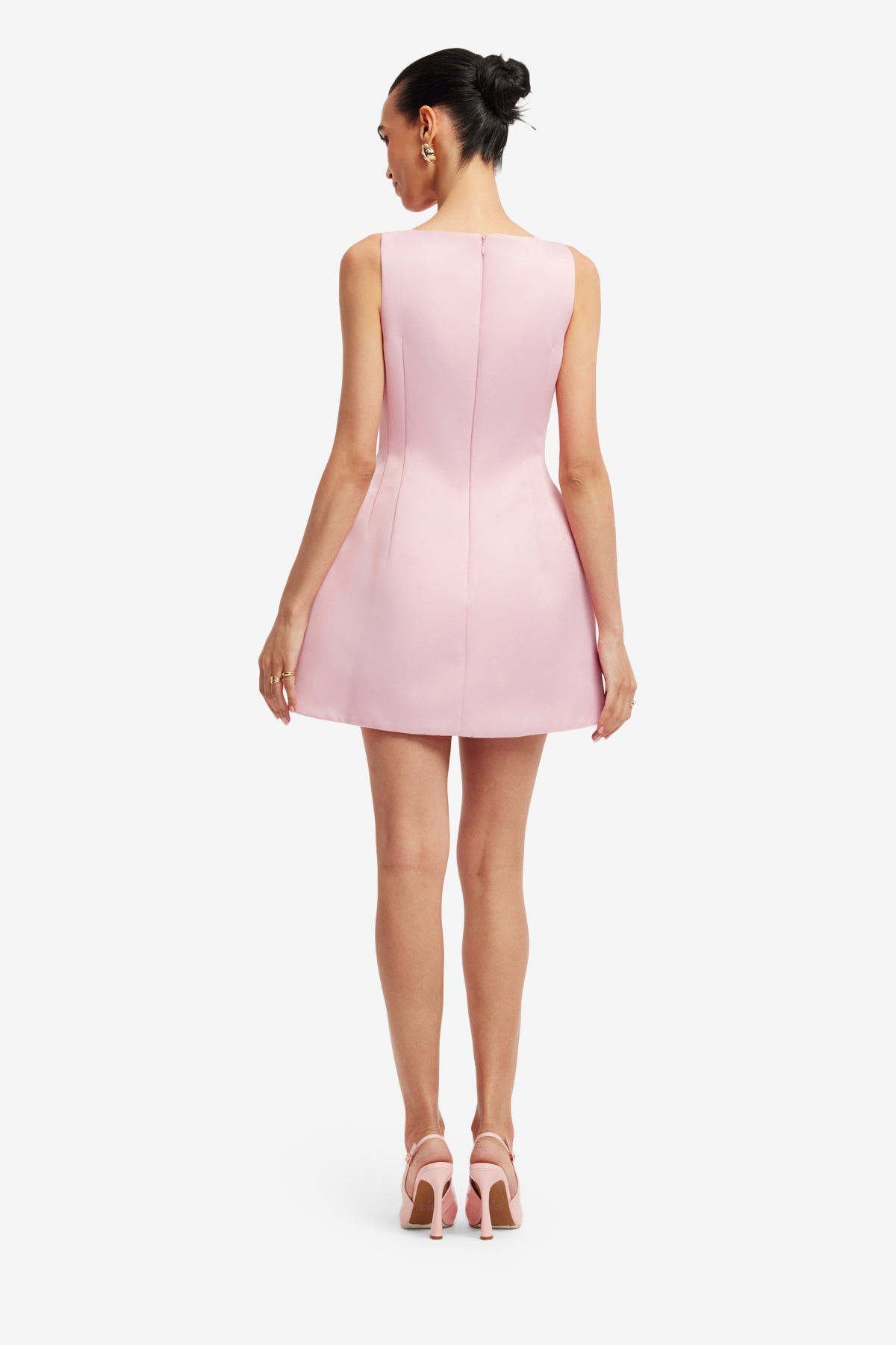 Alice Embroidered Mini Dress in Pastel Pink