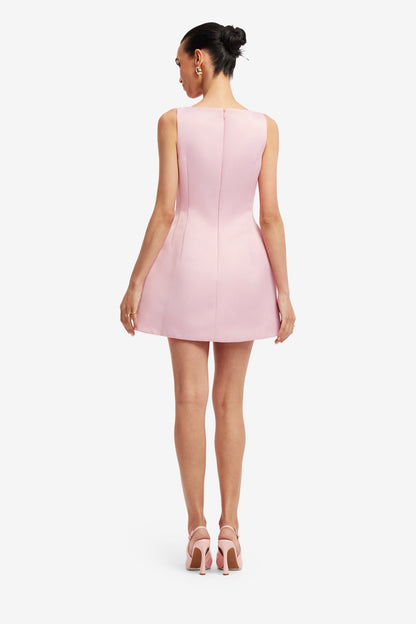 Alice Embroidered Mini Dress in Pastel Pink