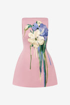 Alice Embroidered Mini Dress in Pastel Pink