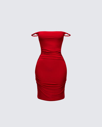 Valentina Off-Shoulder Ruched Mini Dress