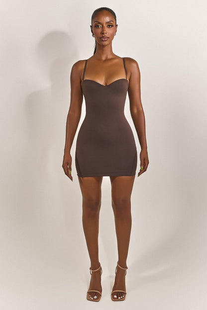 Evangeline Sculpted Mini Dress in Blush