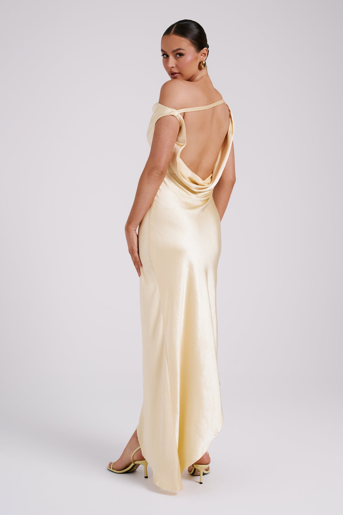 Yvette Asymmetrical Slip Maxi Dress in Emerald