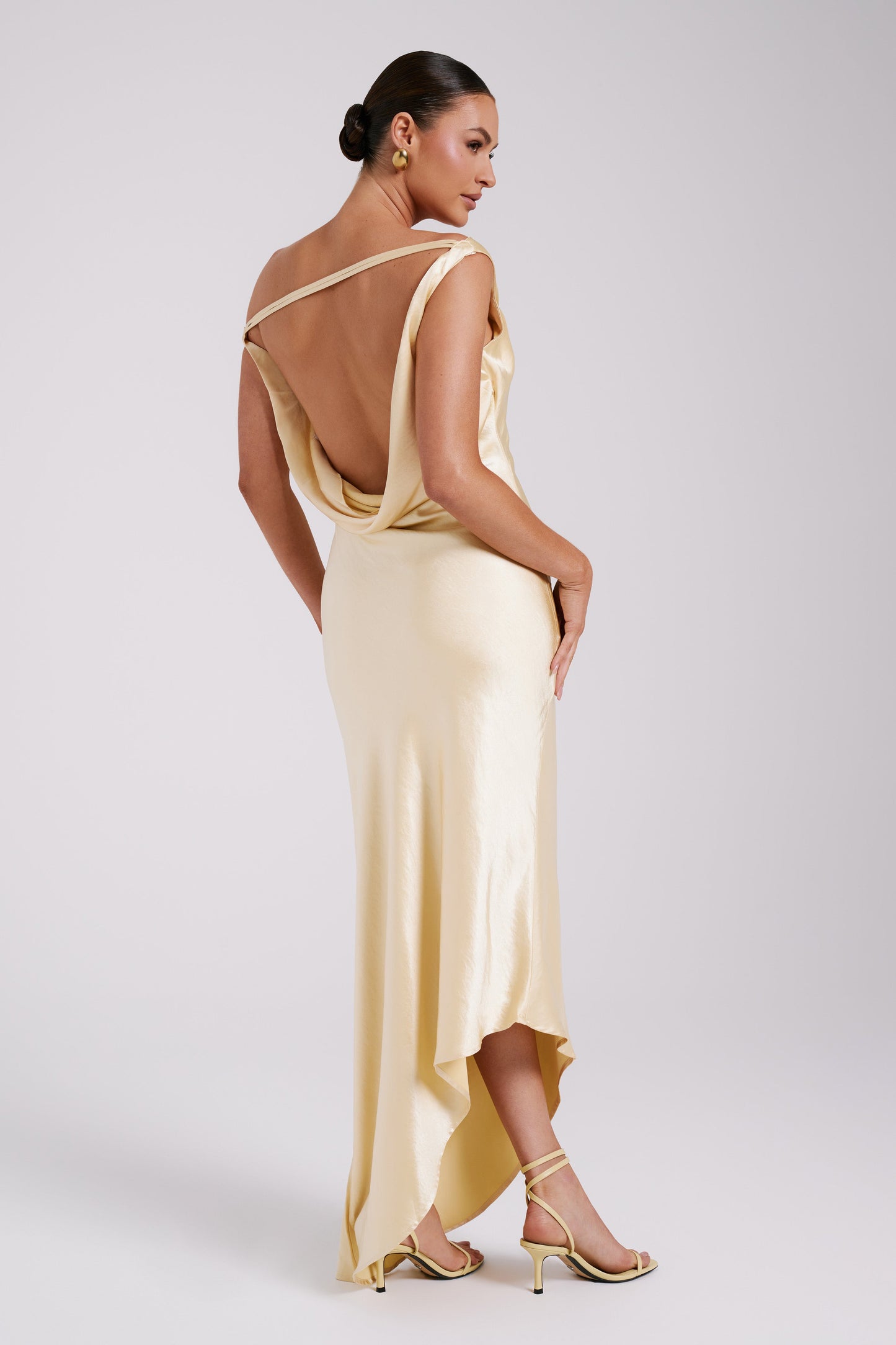 Yvette Asymmetrical Slip Maxi Dress in Emerald