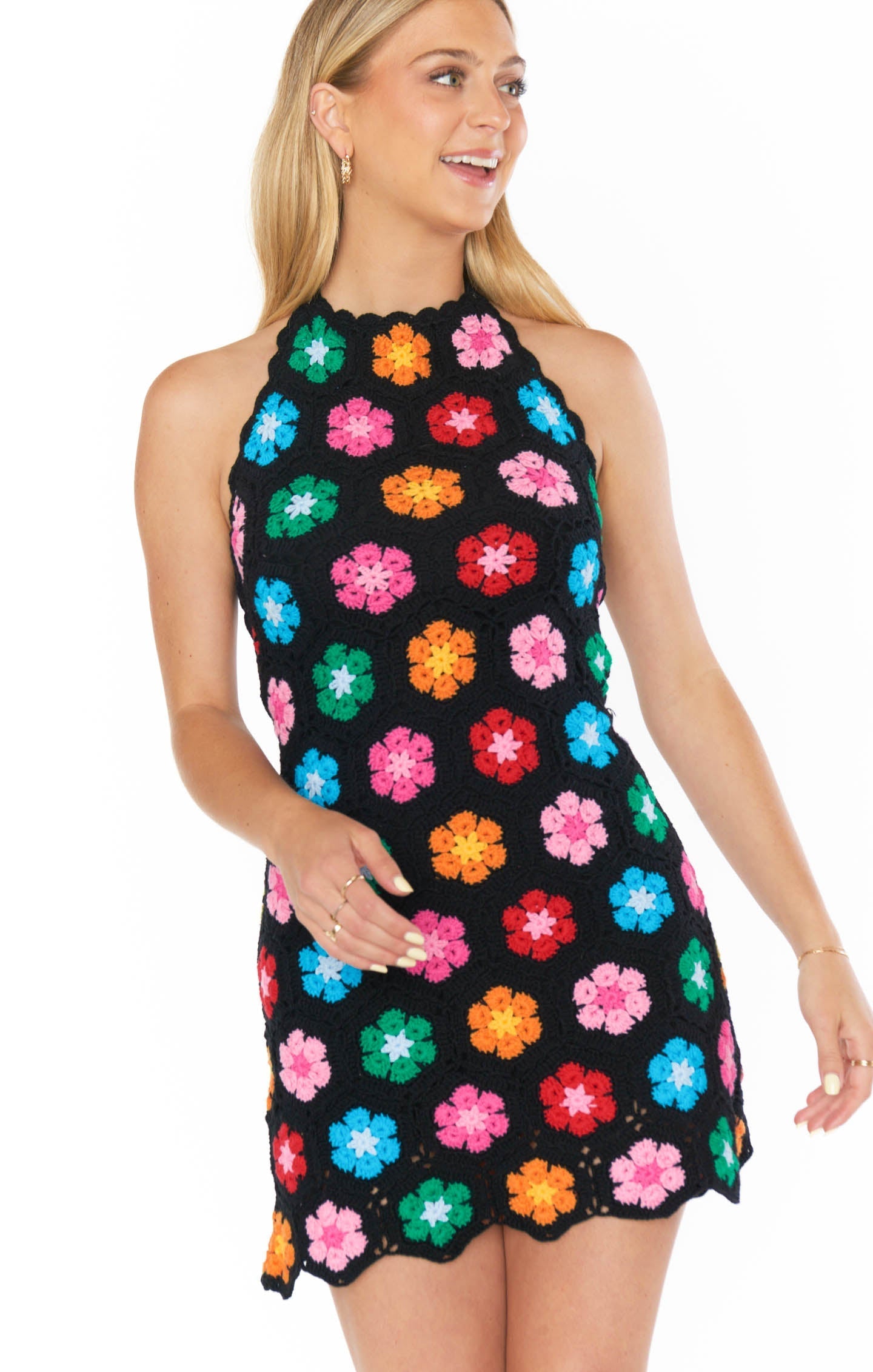 Valentina Crochet Halter Mini Dress