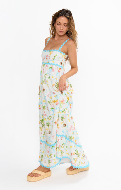 Margot Scallop Maxi Dress in Seaside Blue