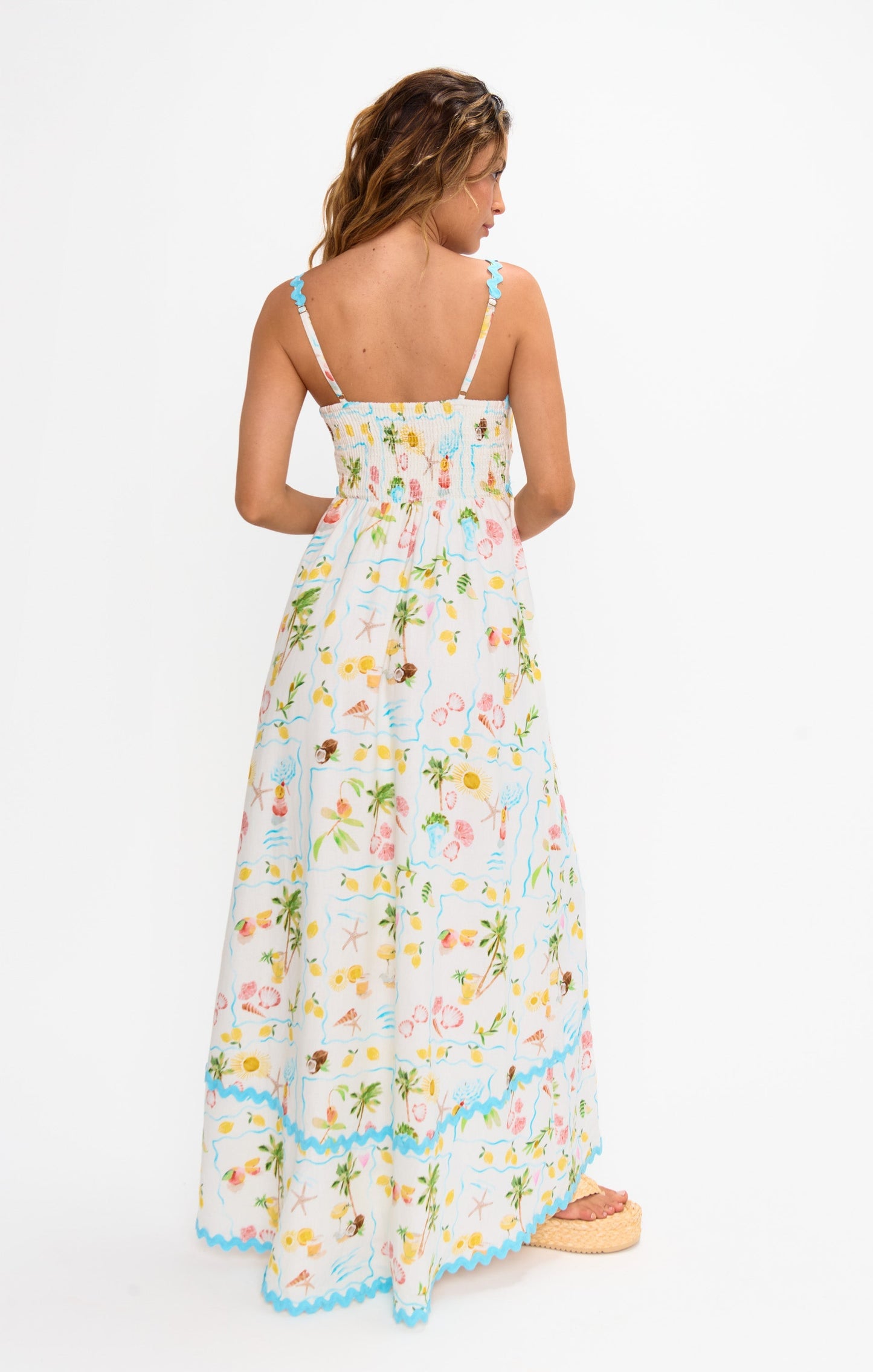 Margot Scallop Maxi Dress in Seaside Blue