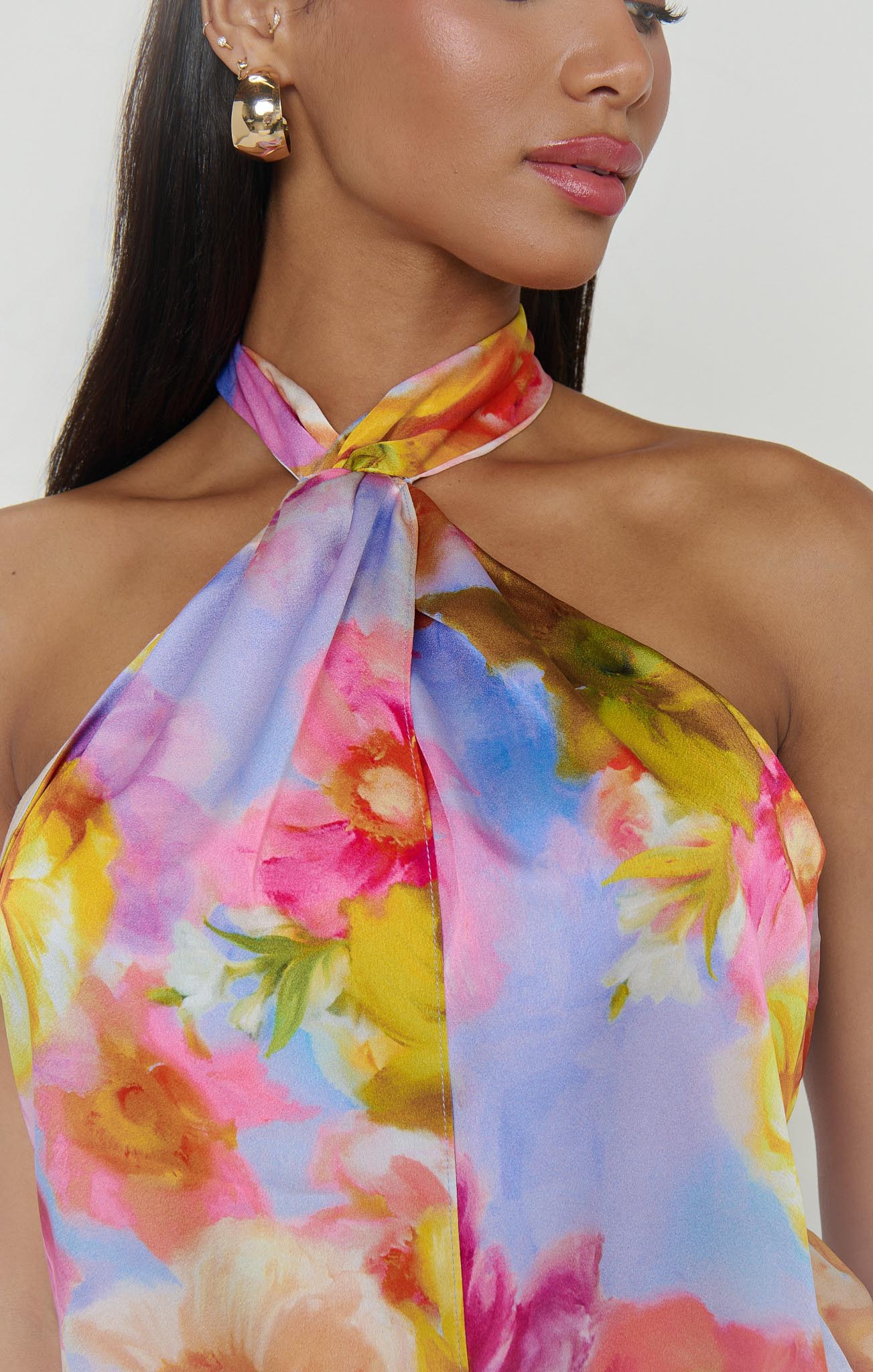 Margot Twist Mini Dress in Brushed Blooms