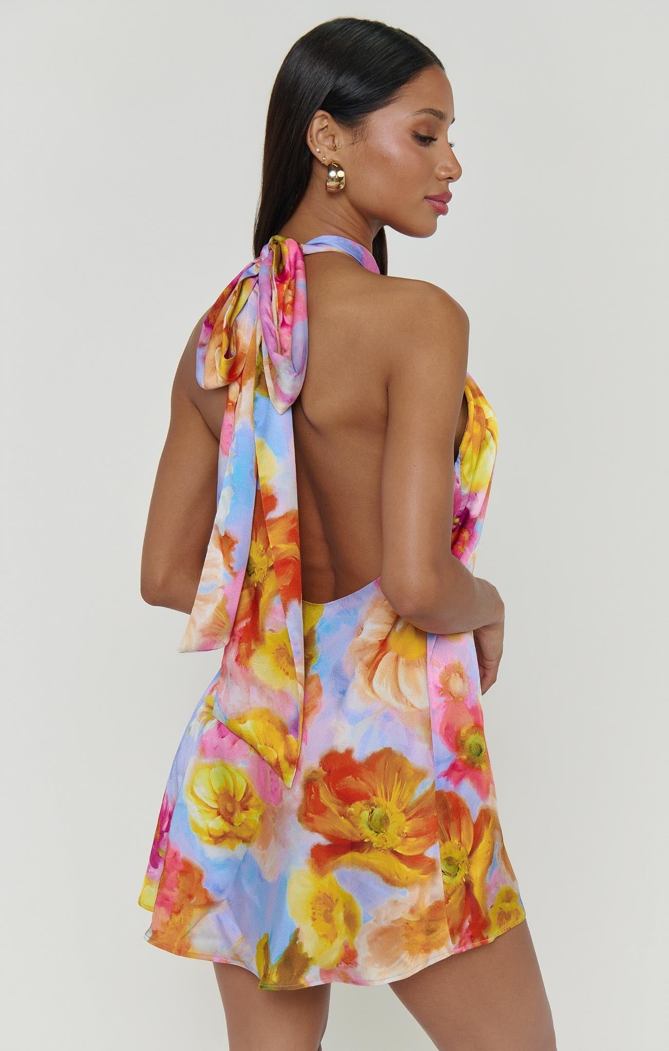 Margot Twist Mini Dress in Brushed Blooms