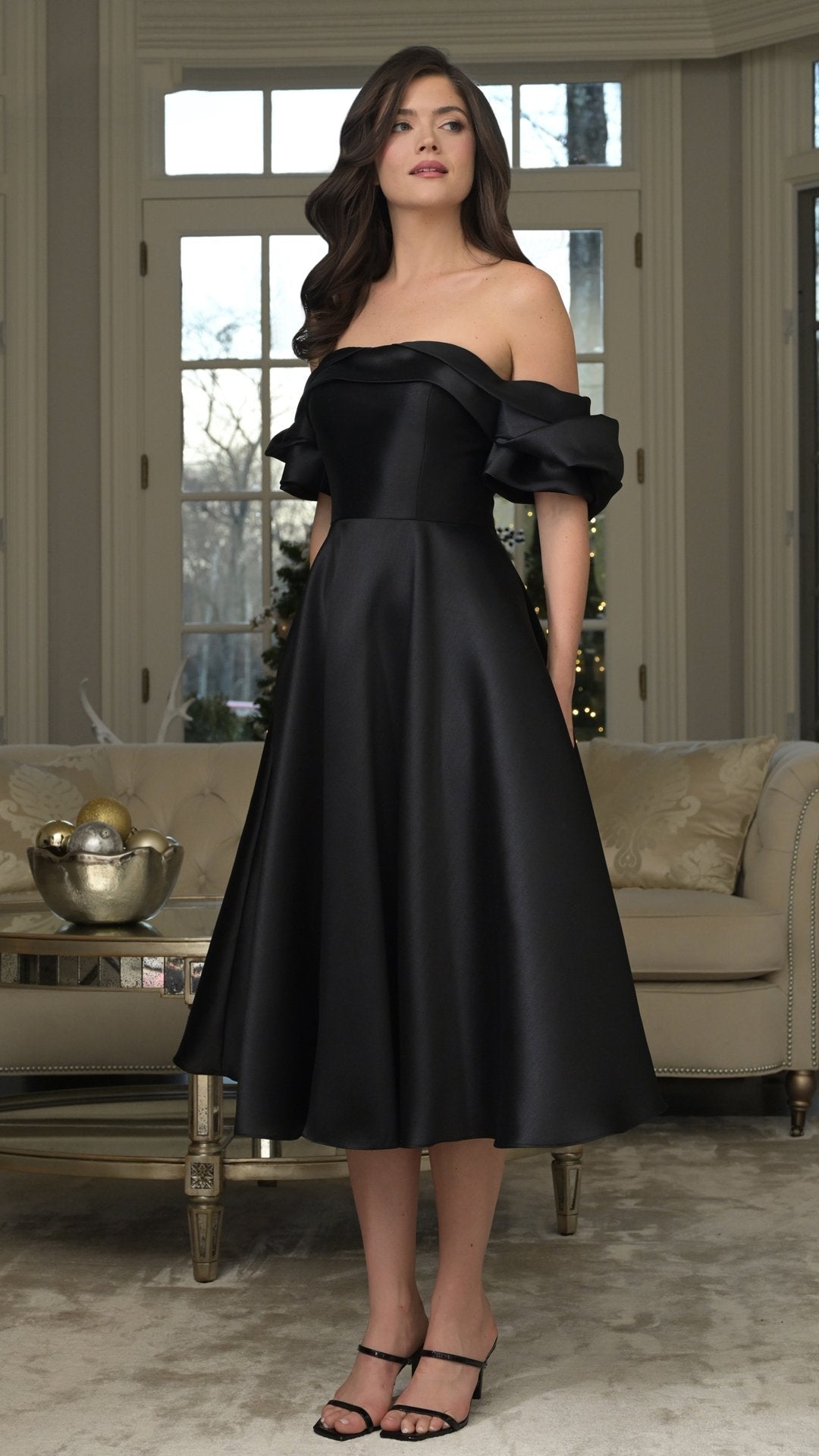 Margot A-Line Midi Formal Dress in Black