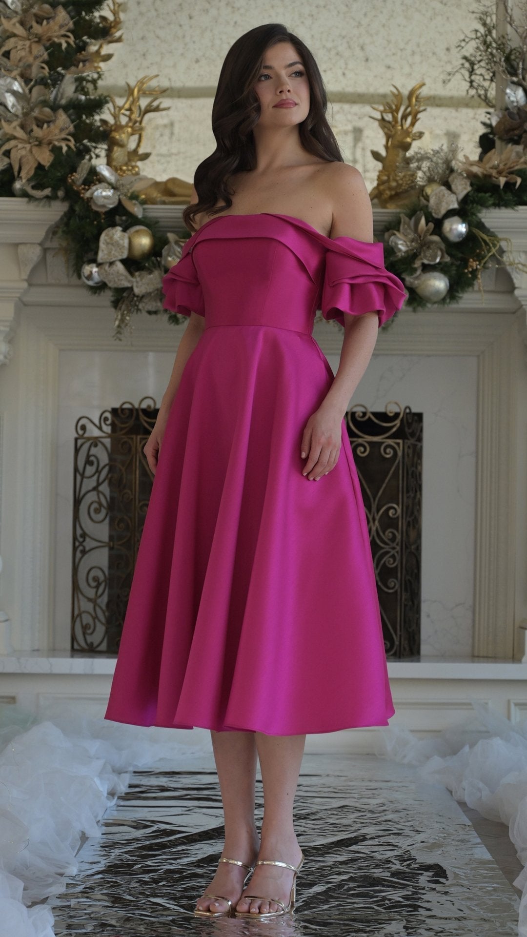 Margot A-Line Midi Formal Dress in Black