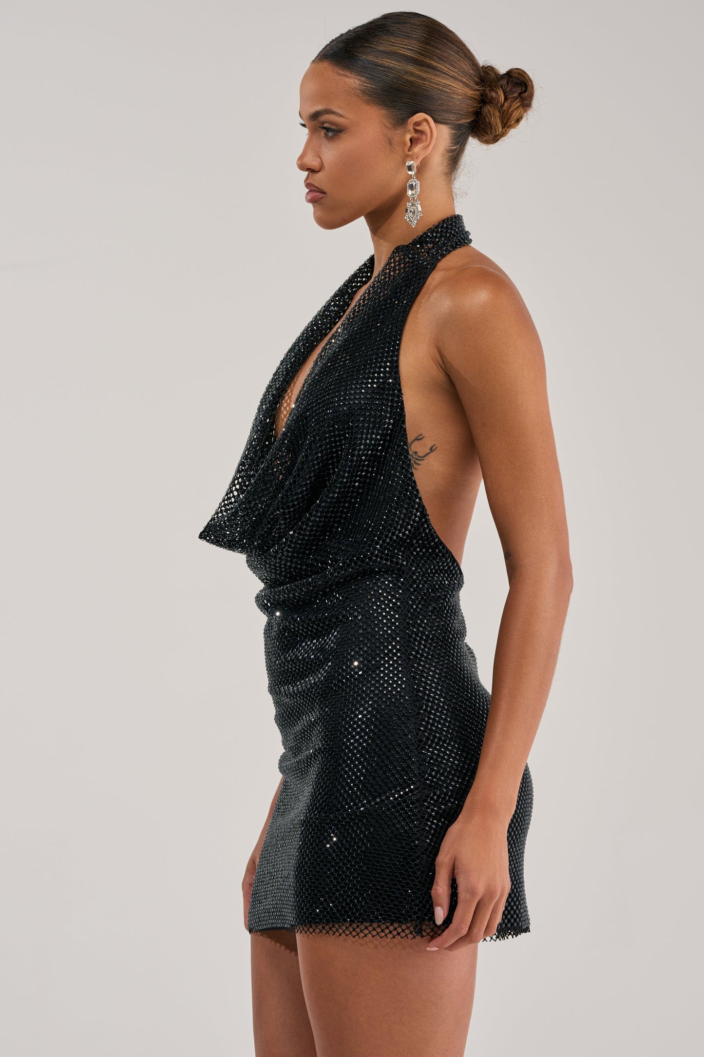 Perrine Rhinestone Halter Mini Dress