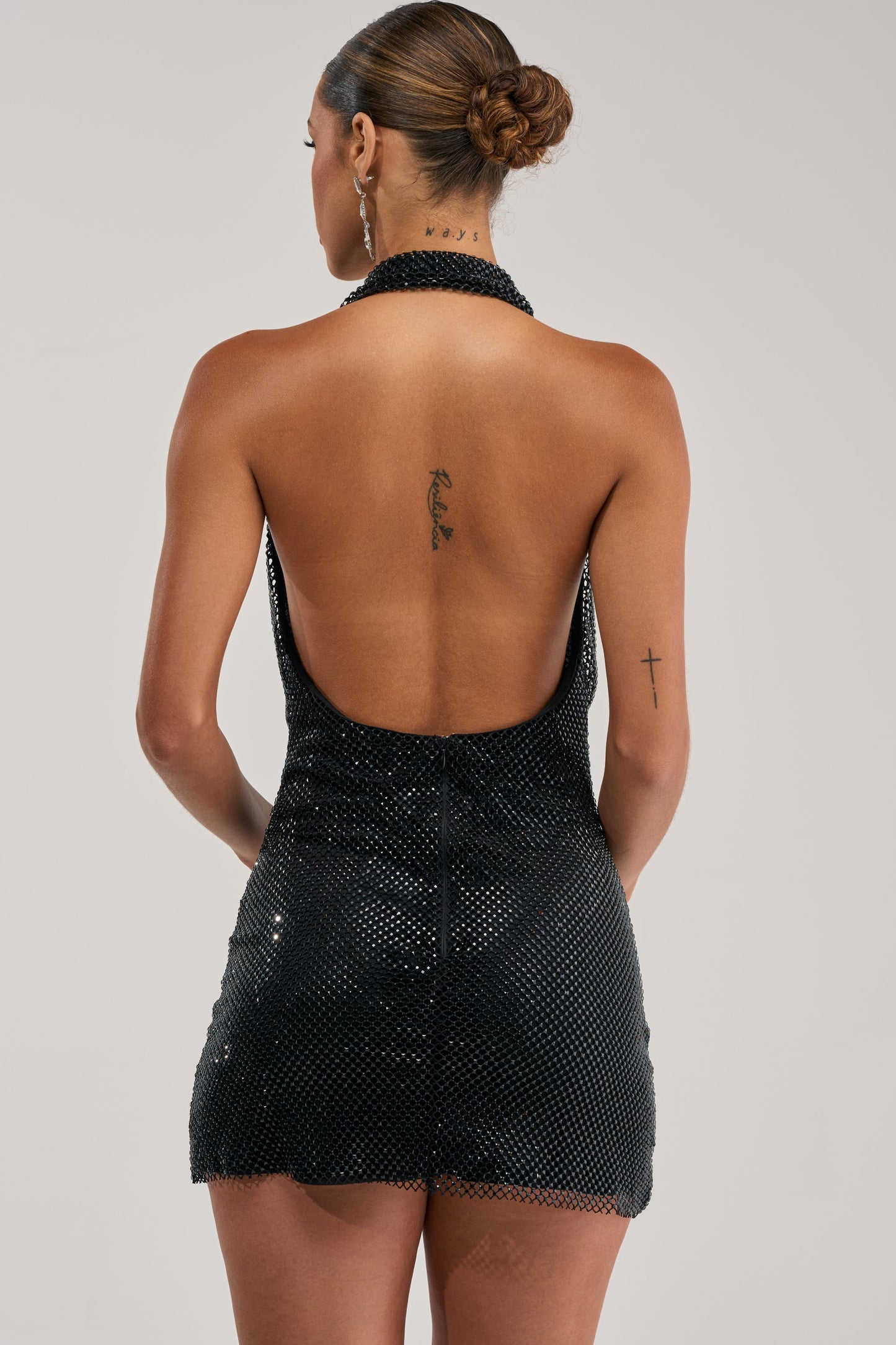 Perrine Rhinestone Halter Mini Dress