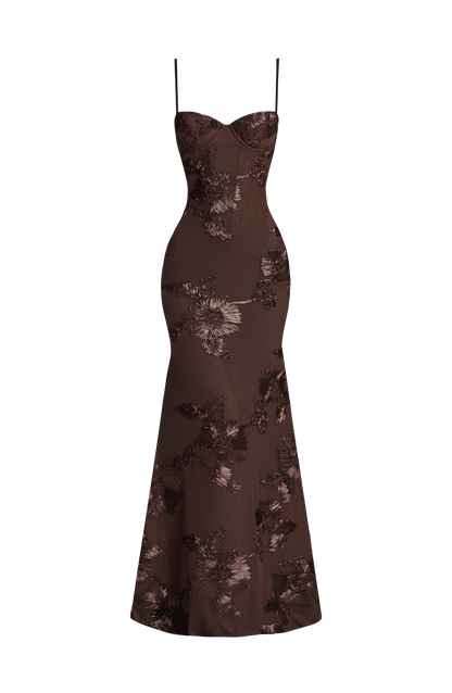 Nefertiti Plum Silk Maxi Dress