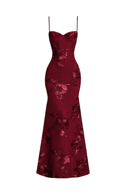 Nefertiti Plum Silk Maxi Dress