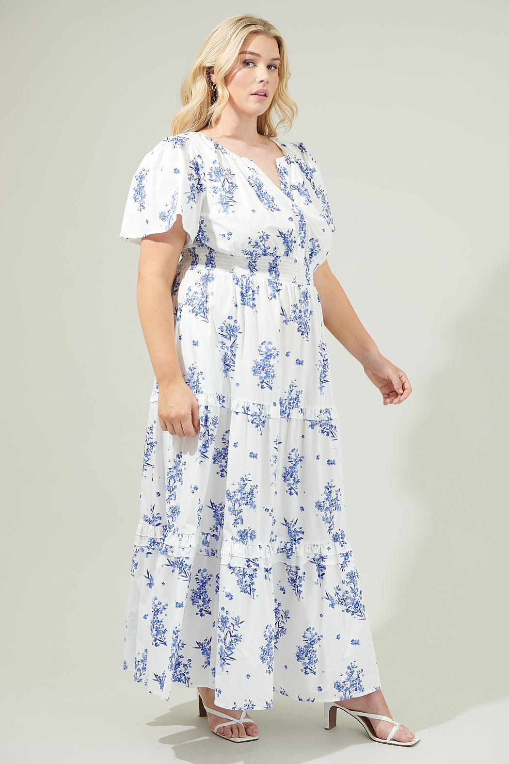Bestia Floral Poplin Tiered Maxi Dress