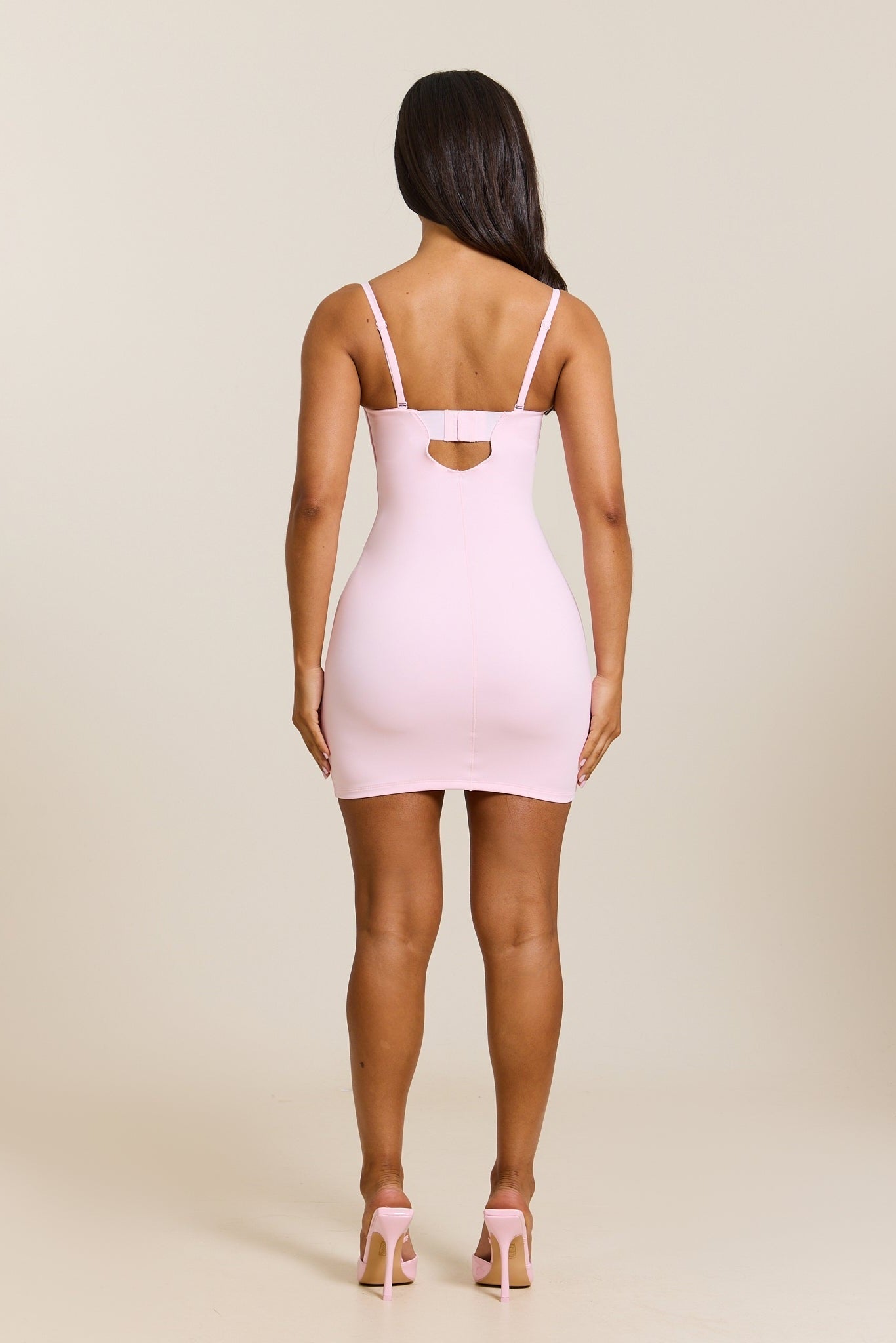 Evangeline Sculpted Mini Dress in Blush