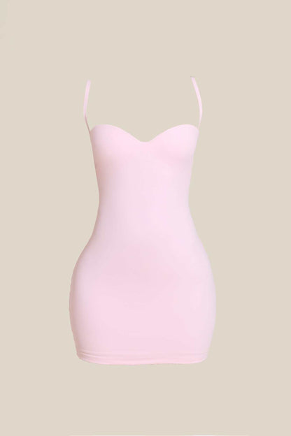 Evangeline Sculpted Mini Dress in Blush