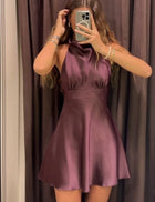 Vivienne A-Line Satin Halter Dress