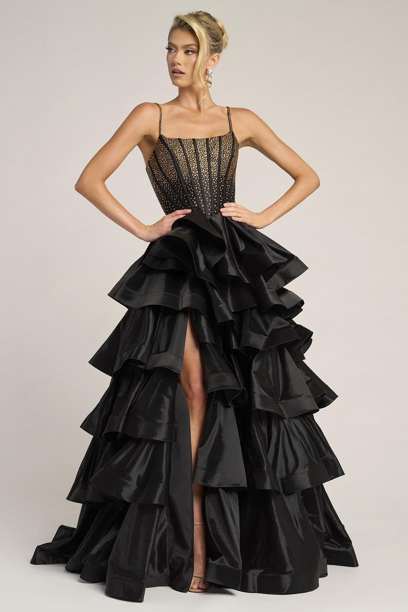 Portia Black & Gold Ballgown Dress