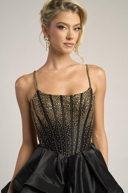 Portia Black & Gold Ballgown Dress